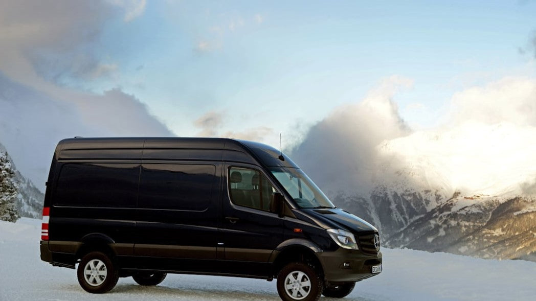 Sprinter camper van snowy mountains