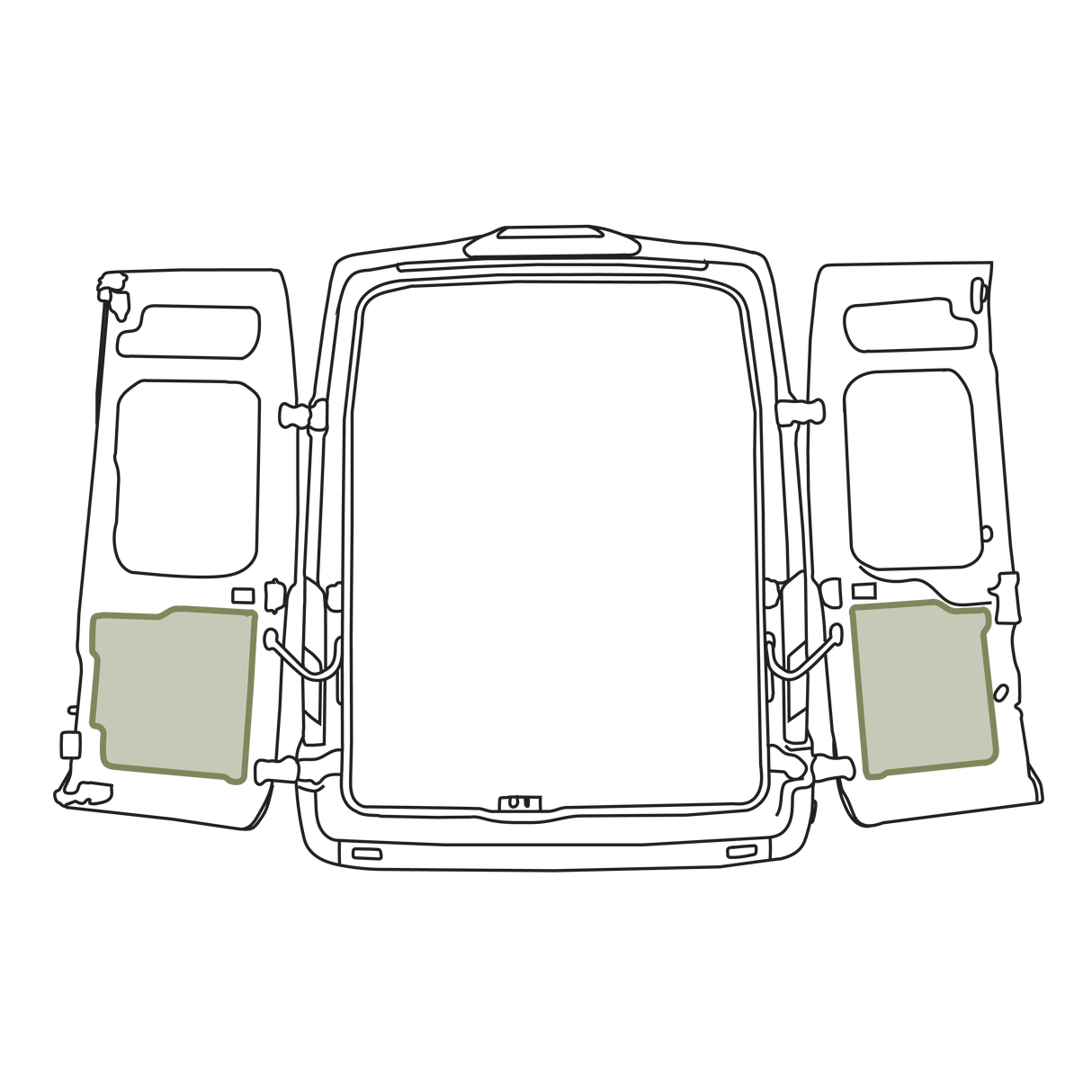 VanEssential Ford Transit Lower Rear Door Storage Panels (Pair)