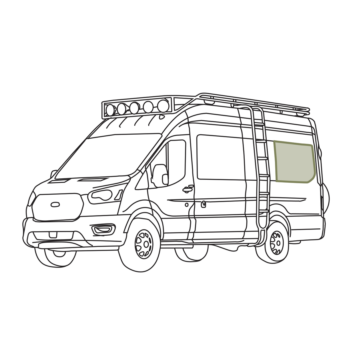 VanEssential Ford Transit Stealth Rear Qtr Window Cover (Factory Plastic Trim)