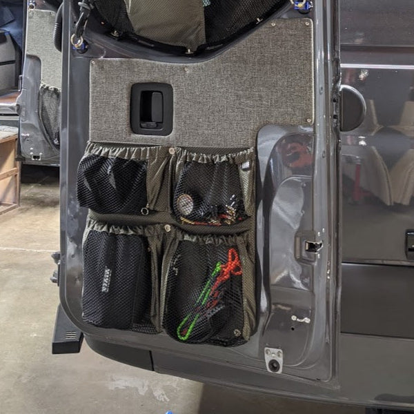 RB Components 2019+ Sprinter Van Fabric, Rear Lower Door Stuff Bag, Multi Compartment