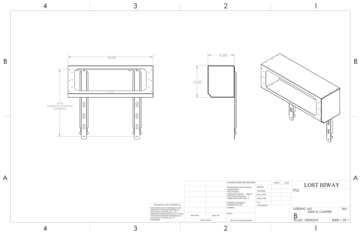 Lost Hiway 32 in. Aluminum Upper Cabinet - Truck Camper Storage