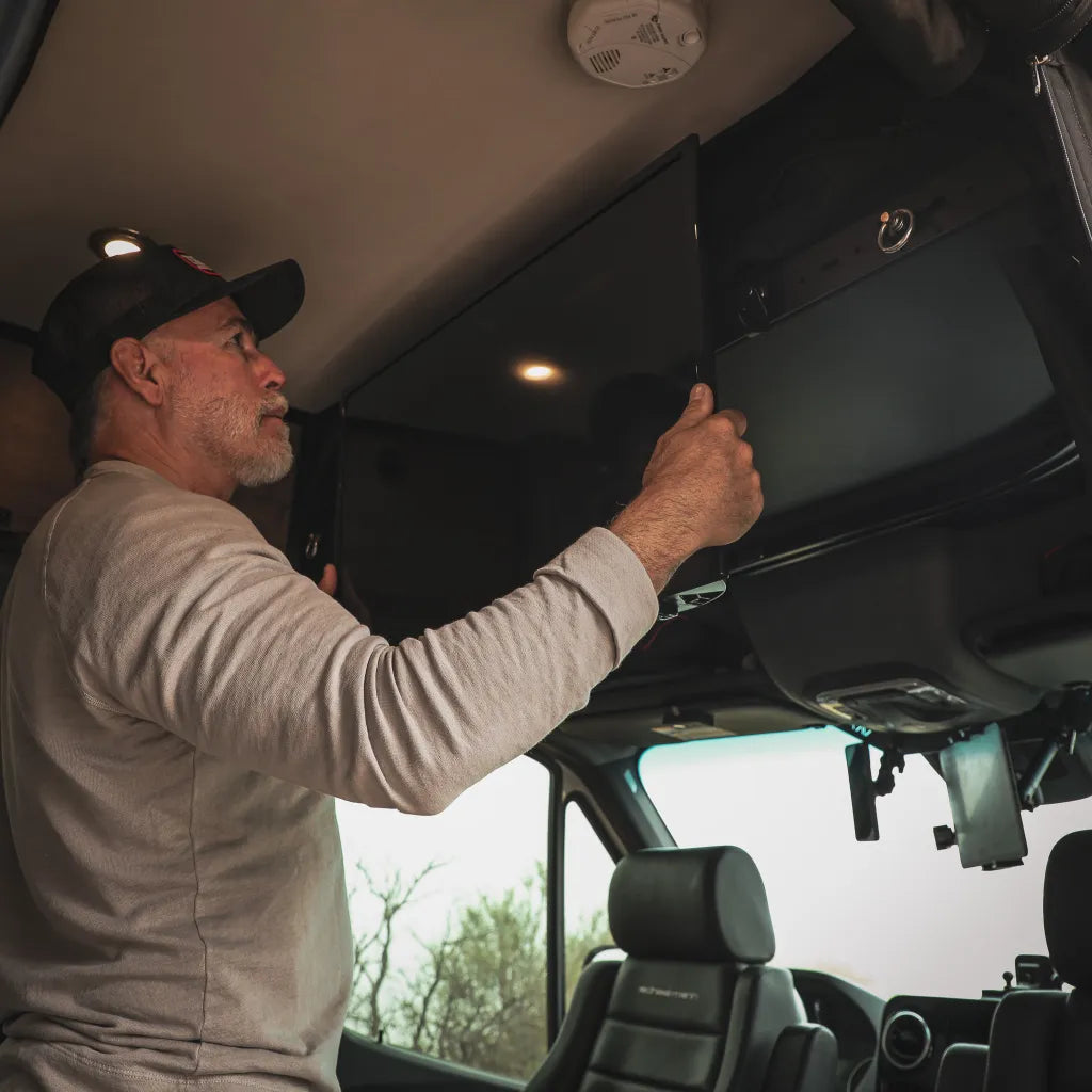 Canyon Adventure Vans Cab Shelf TV Bracket