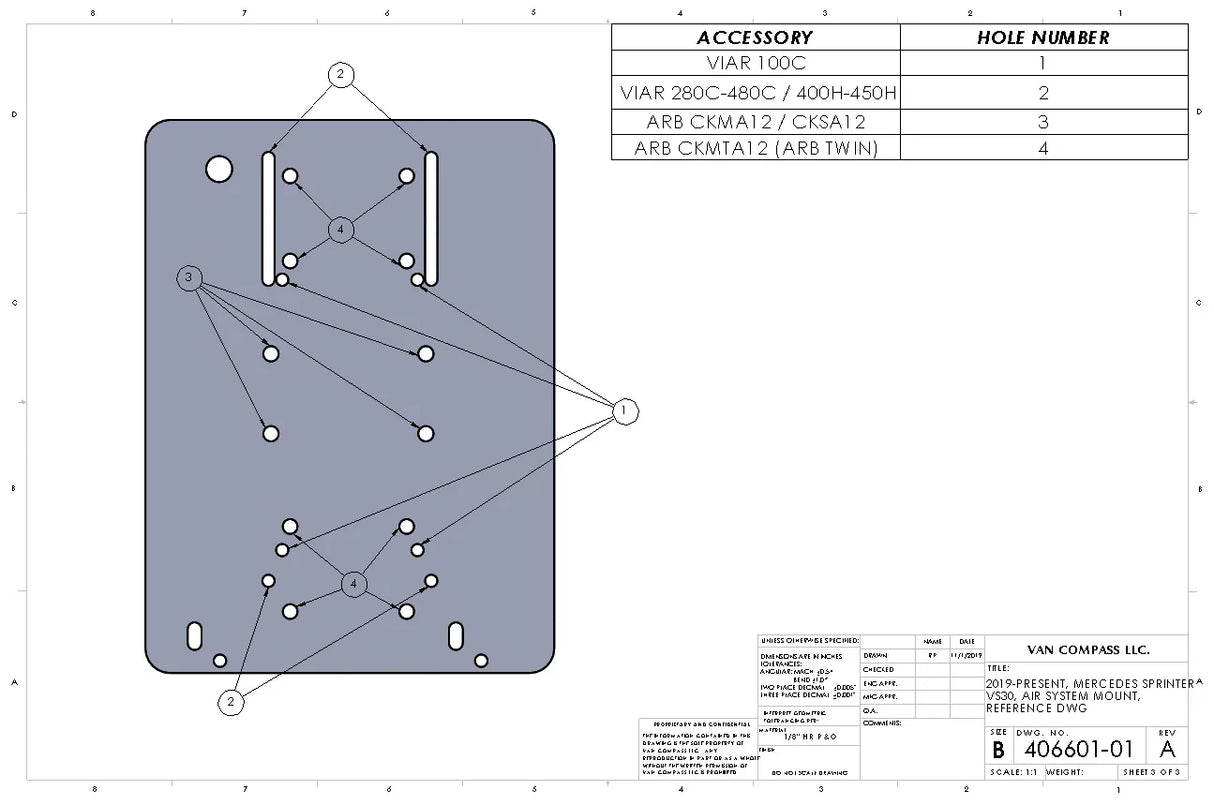 Van Compass 2019+ Mercedes Sprinter Air Compressor Mounting Bracket