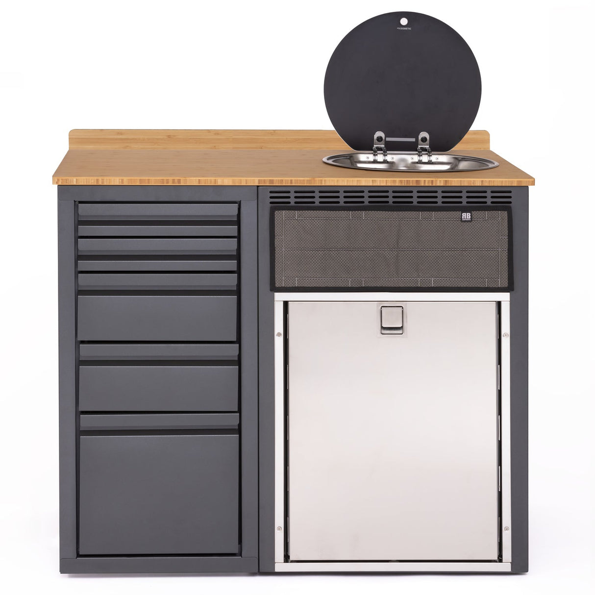 RB Components 42in Galley - Isotherm 85 Fridge Base Cabinet - Drawer System