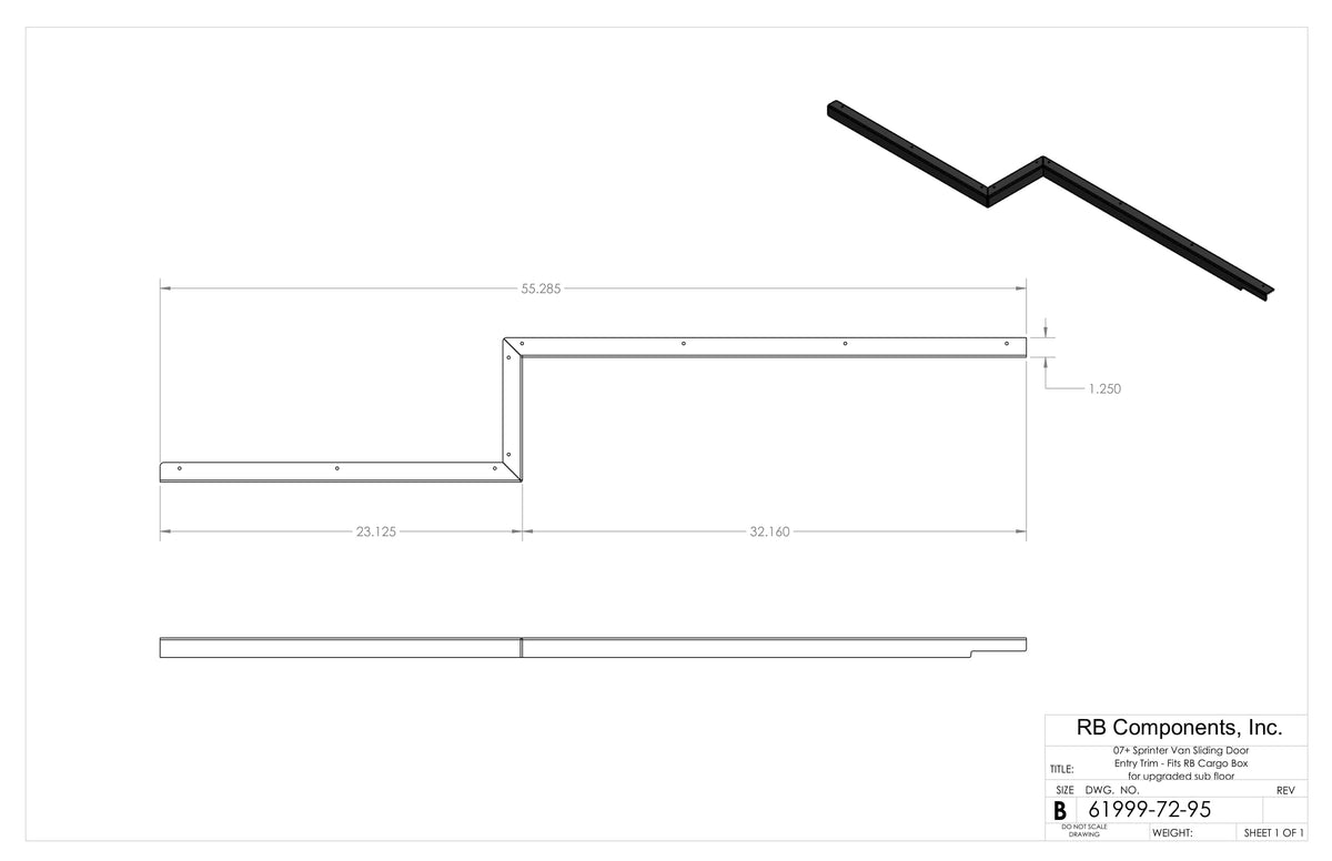 RB Components 2007+ Sprinter Van Sliding Door Step Entry Trim - Fits RB Extension w/ Upgraded 3/4" Sub Floor