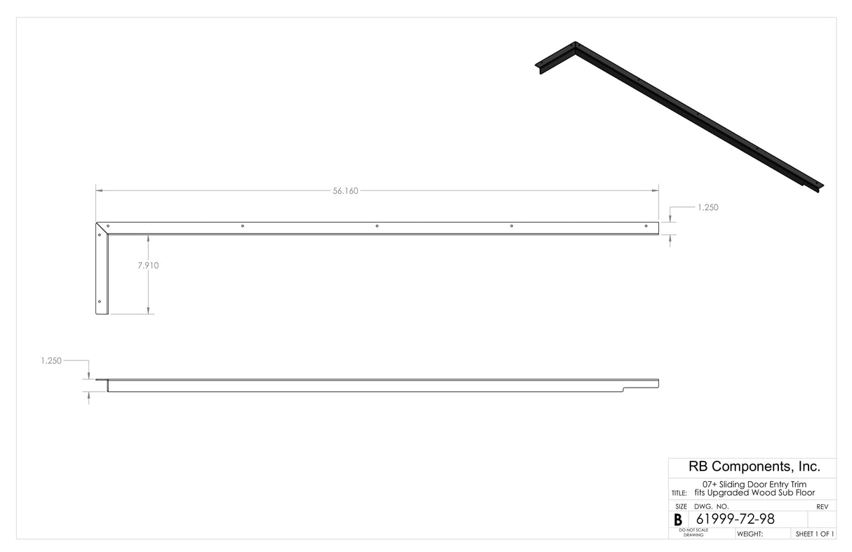 RB Components 2007+ Sprinter Van Sliding Door Step Entry Trim - Fits W/ Upgraded 3/4" Sub Floor