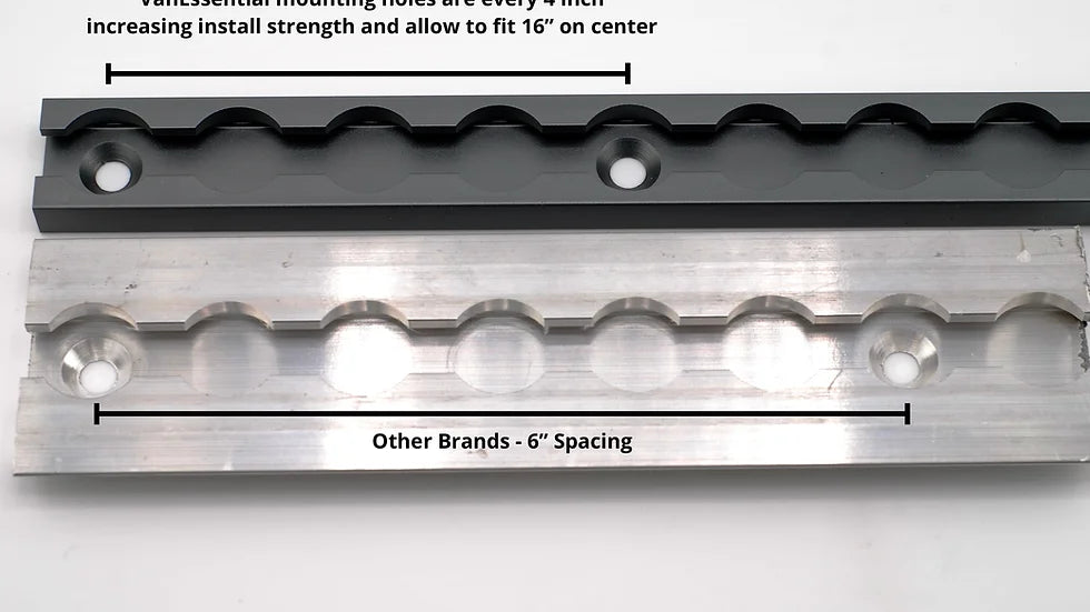 VanEssential Aluminum L-Track - Floor Angled (Mounting Holes Comparison) - Campervan HQ