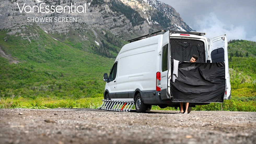 Van Essential Shower/Rear Screen (In Use) - Campervan HQ