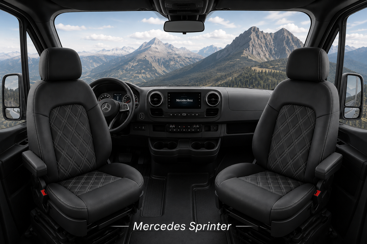 Mercedes Sprinter 1st Row Seat Back Covers - 2011-2017 Open Back Front Lean Backs
