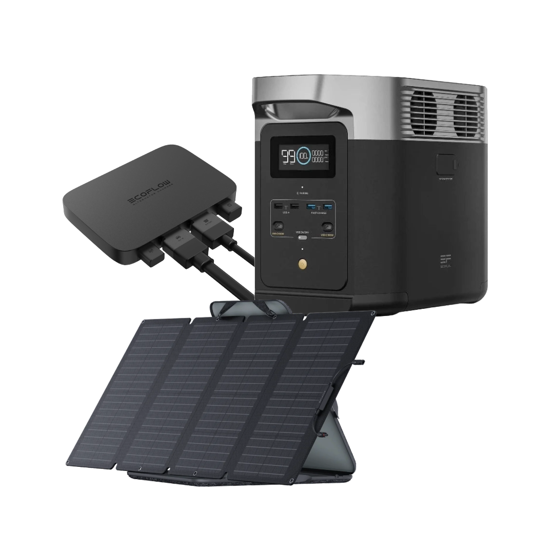 EcoFlow 2kWh DELTA 2 MAX + 800W Alternator Charger + 160W Portable Solar Panel
