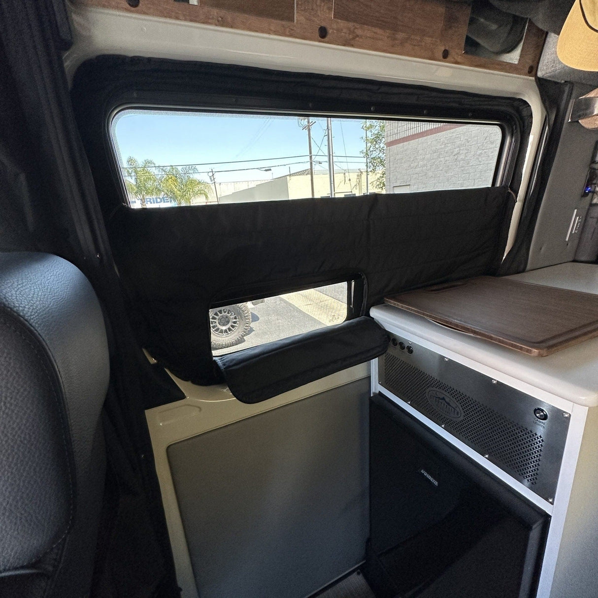 Canyon Adventure Vans CLIMA-SHADE Insulated Sliding Door Window Cover for Storyteller Overland Mode