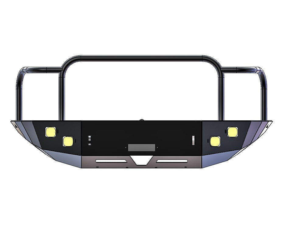 Aluminess Ford E-Series Front Winch Bumper (2008-2014)_With Square Lights (Front View) - Campervan HQ