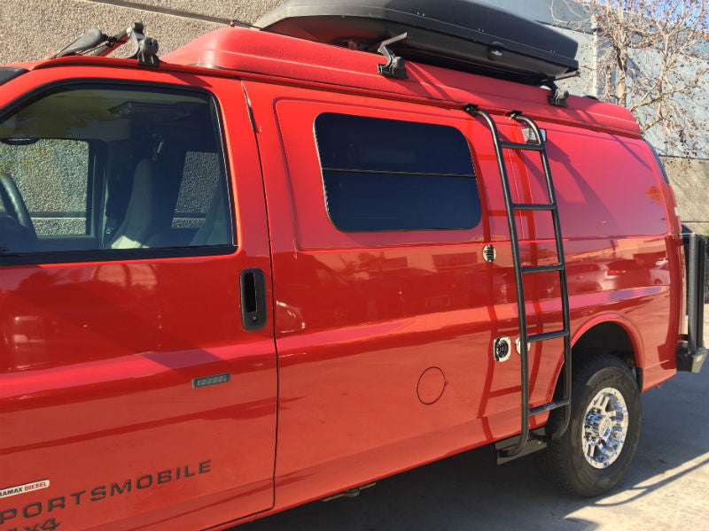 Aluminess Ford E-Series Van Side Ladder (1992-2014)_Mid Mount - Campervan HQ