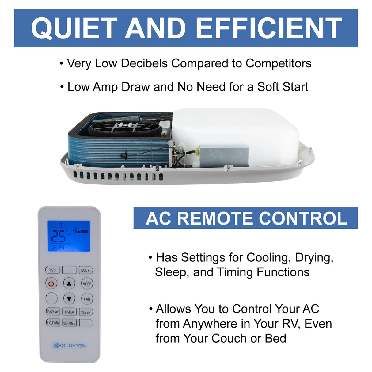 RecPro 48V RV Air Conditioner with Heat Pump - 13,500 BTU