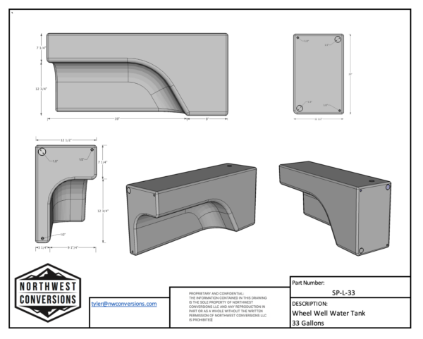 Northwest Conversions 33 Gallon Wheel Well Water Tank (Left)