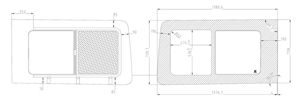 VWD SE-Series TL101-SE Sliding Van Window – Driver Side Forward - Campervan HQ