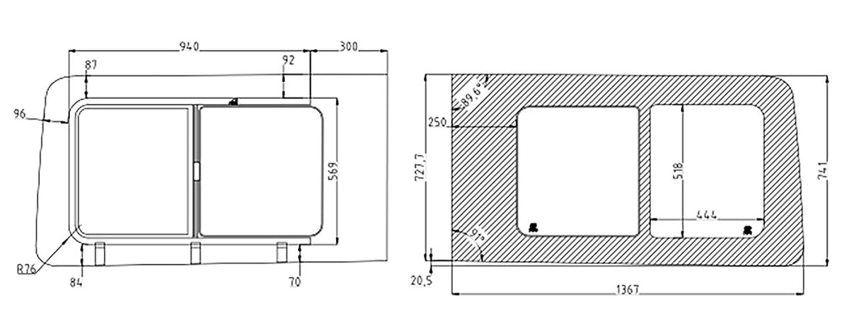 VWD TR201 SE-Series Sliding Van Window for Ford Transit – Passenger Sliding Door - Campervan HQ