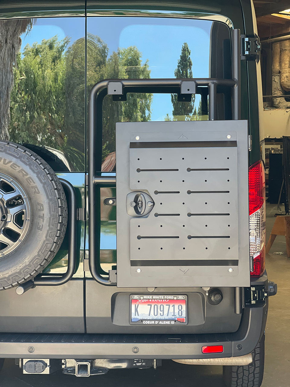 Aluminess Ford Transit Rear Door Tire/Box Carrier (2015+)