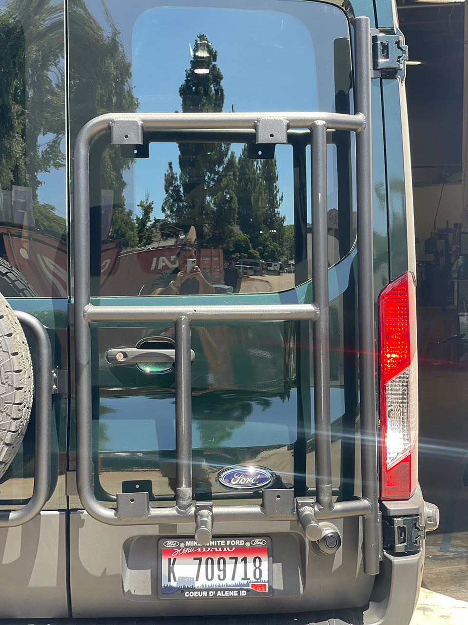 Aluminess Ford Transit Rear Door Tire/Box Carrier (2015+)