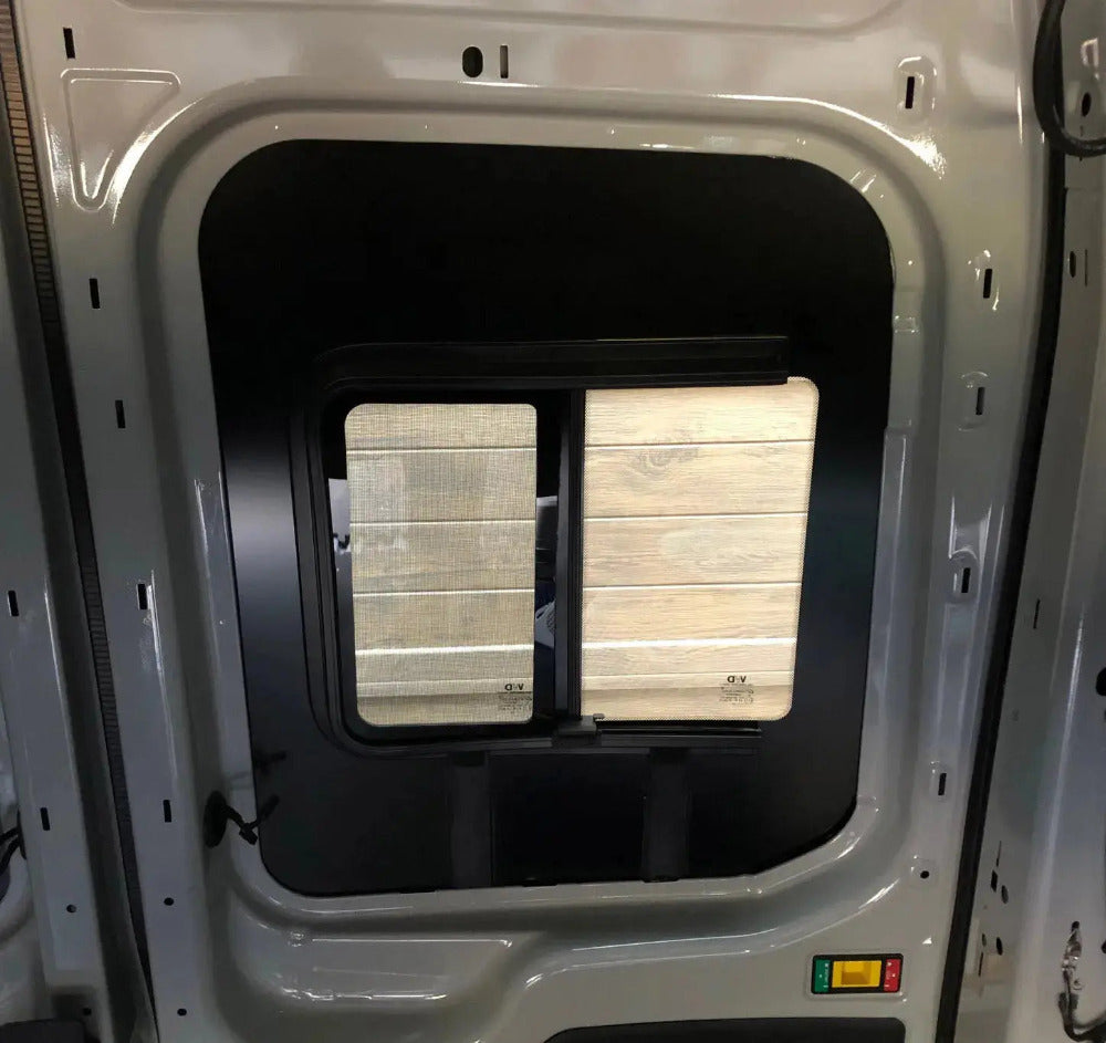 VWD Ford Transit Van Slider Window Medium / High Roof 2015+ Driver Side Rear Cargo Door (DTT18017-INT)_Interior View - Campervan HQ