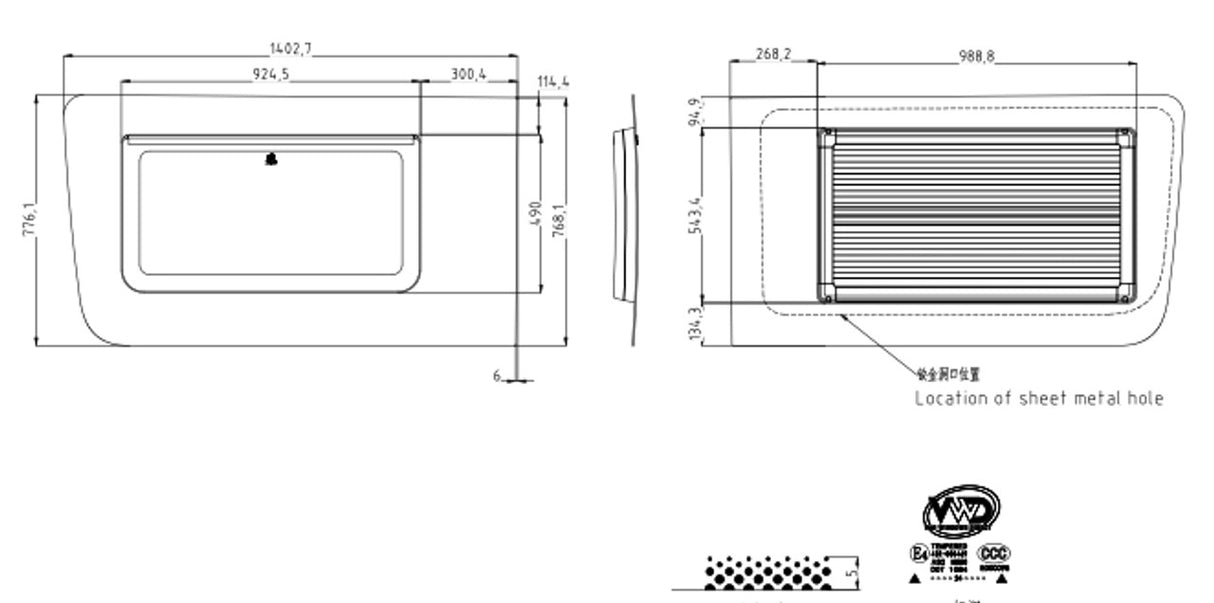 VWD 2007+ Mercedes Sprinter Driver Side Forward Premium Awning Van Window(SL101-AW)