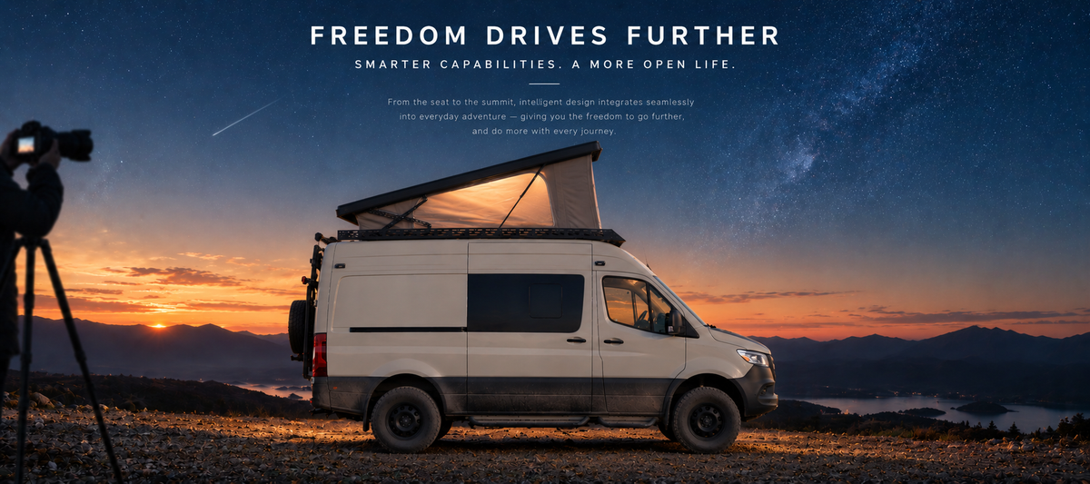 RoamlabX Carbon Fiber Roof Top Tent - 2007+ Mercedes Sprinter 144"