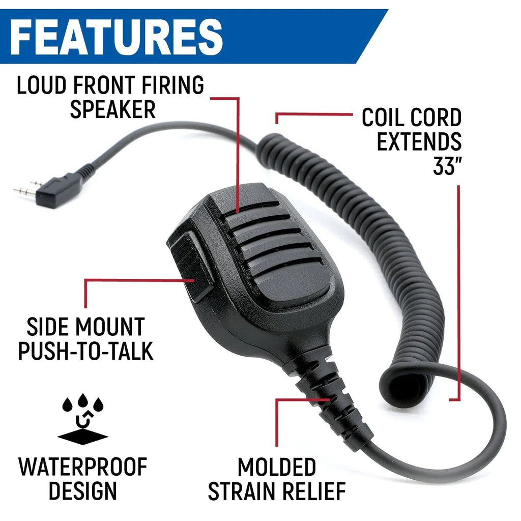 Rugged Radios Hand Speaker Waterproof Mic for Handheld Radios