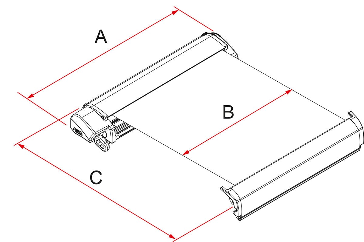 Fiamma F80S 370 RV Awning (12'2'')_ Technical Drawing - Campervan HQ