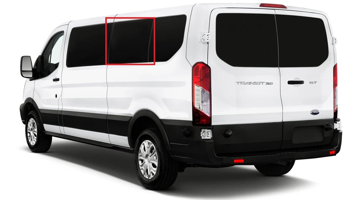 Ford Transit 2015+ Driver Side Middle Fixed Window (Low Roof)_Side View - Campervan HQ