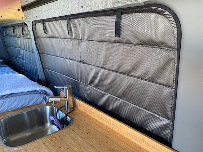 Van Essential Mercedes Sprinter Side Window Covers (Installed on Driver Side) - Campervan HQ