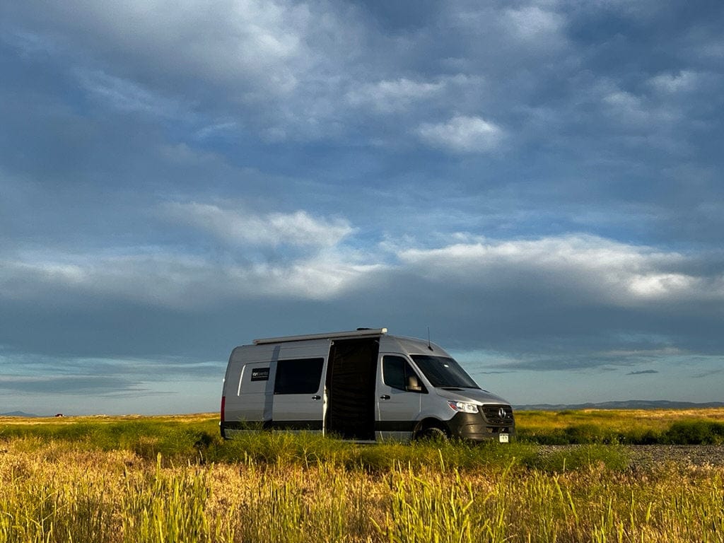 Van Essential Mercedes Sprinter Sliding Door Bug Screen (Outside View from Distance) - Campervan HQ