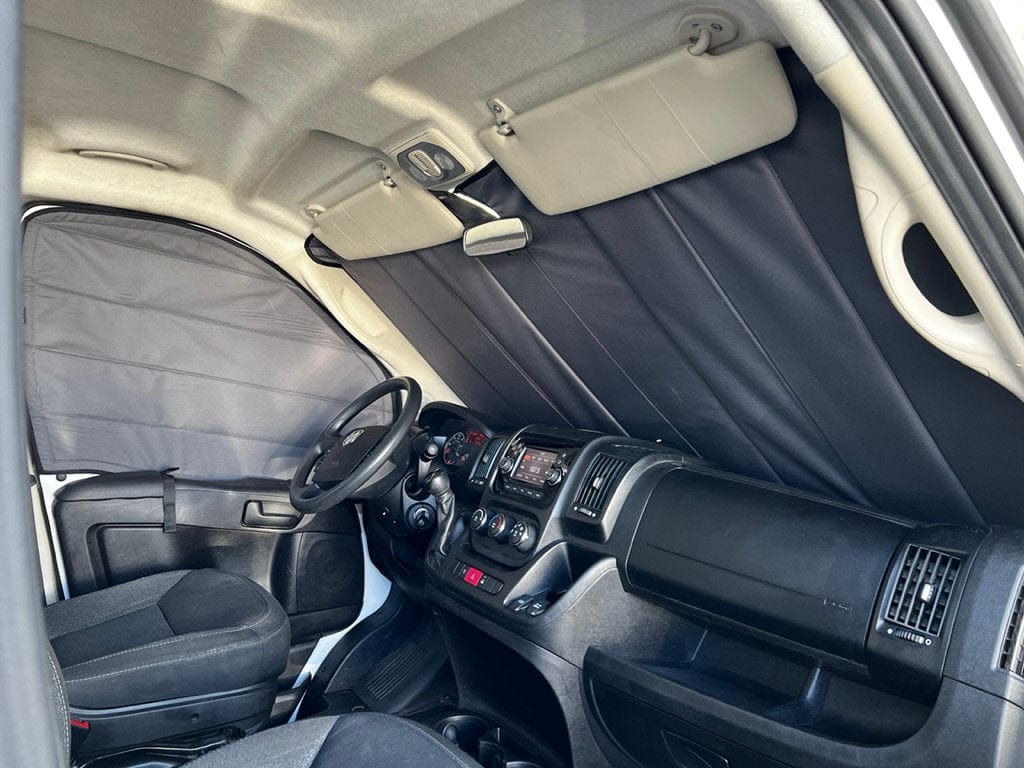 Van Essential Ram ProMaster Front Window Covers Kit (Driver Side_Installed) - Campervan HQ