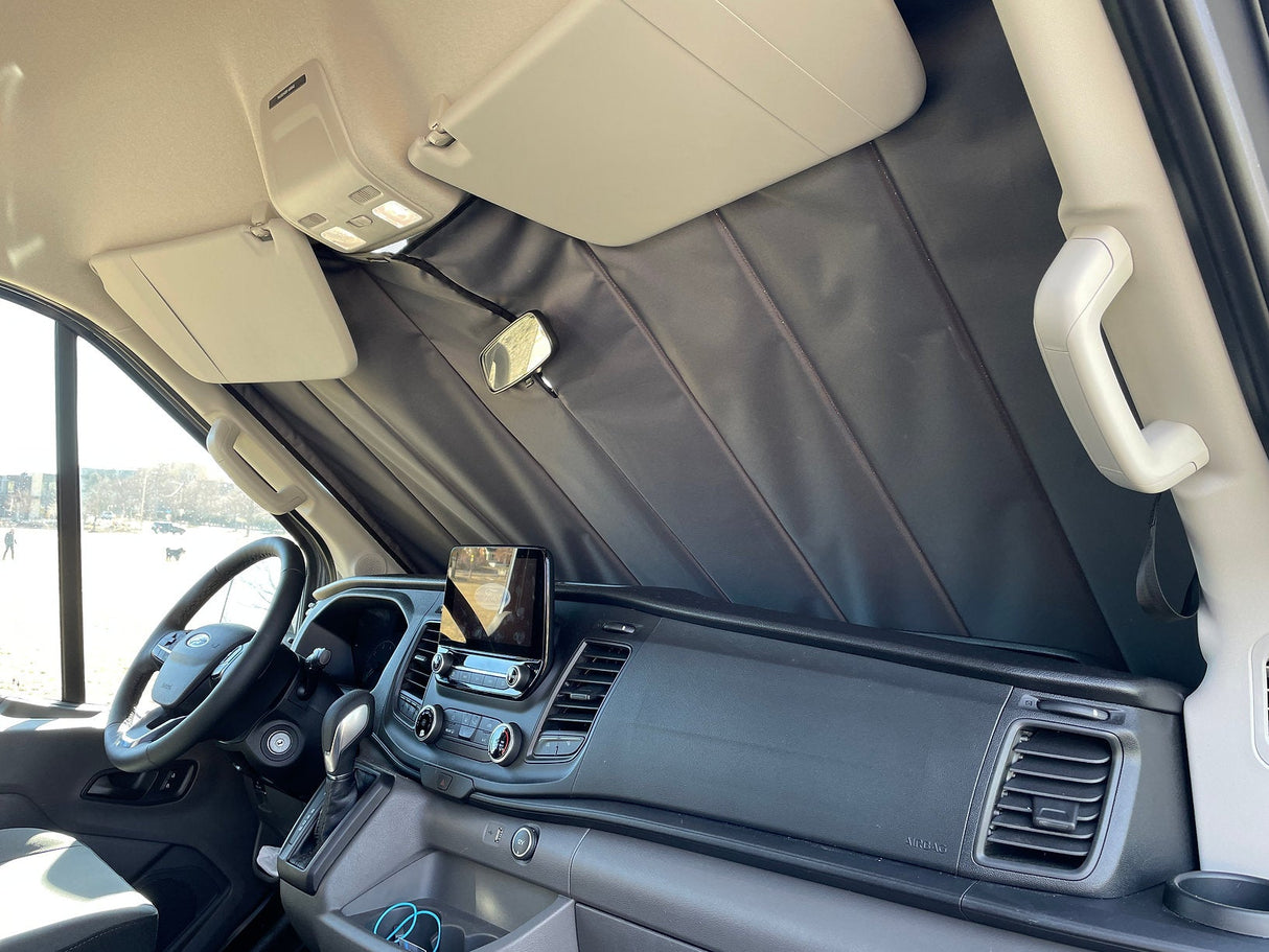 Van Essential Ford Transit Windshield Cover (Interior View from Passenger Side) - Campervan HQ