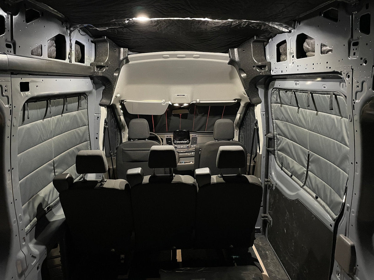 Van Essential Ford Transit Windshield Cover (Interior View from Rear Doors) - Campervan HQ
