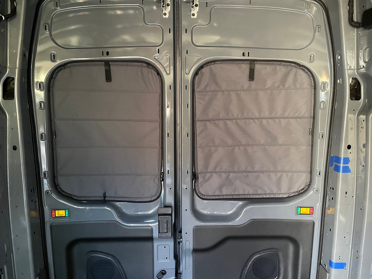Van Essential Ford Transit Rear Door Window Covers (Pair)_Interior View - Campervan HQ