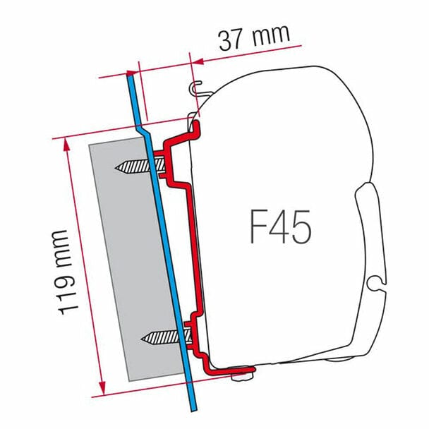 Fiamma F45S RV Awning Adapter for Ford Transit_ Technical Drawing - Campervan HQ