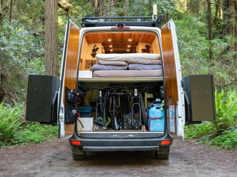 Mercedes Sprinter (2007-2018) Rear Door Tire and Box Carrier ( Rear Doors_Full Opened ) - Campervan HQ