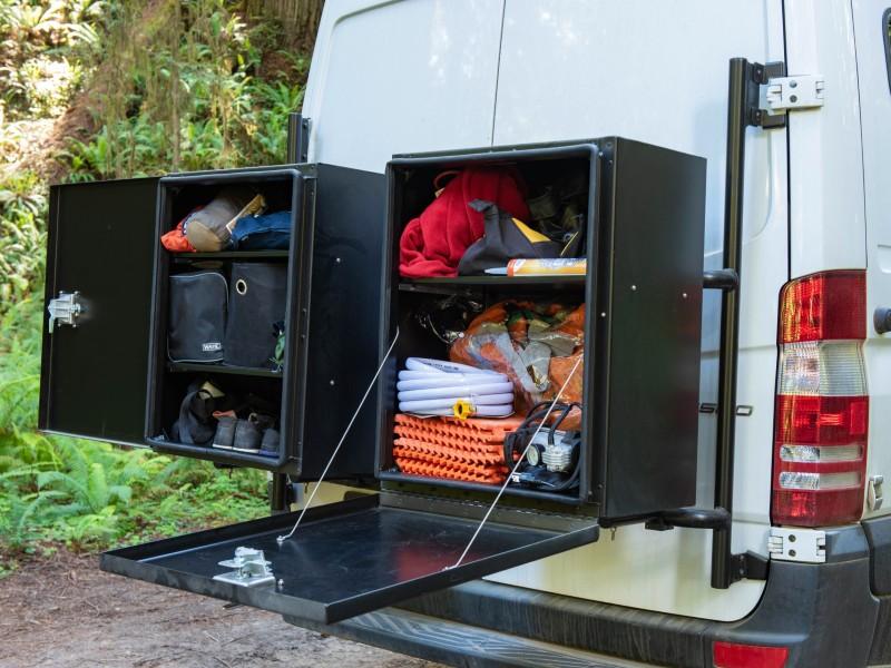 Mercedes Sprinter (2007-2018) Rear Door Tire and Box Carrier ( Side View ) - Campervan HQ