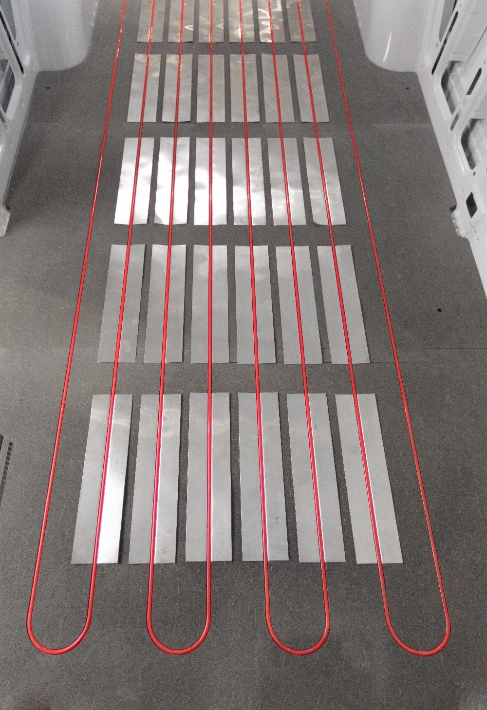 Columbia RV Hydronic Heating System - Ram ProMaster 159''EXT (PEX Tubing Grid_Front View) - Campervan HQ