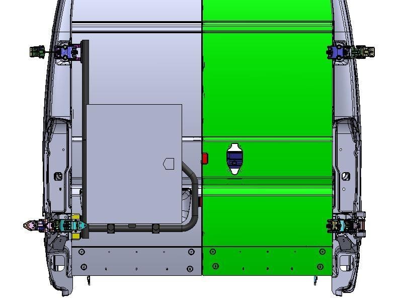 Aluminess Ram Promaster Tire/Box Rack (Driver Side Box Rack with Deluxe Box) - Campervan HQ