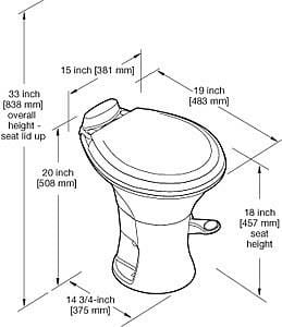 Dometic Sealand 310 RV Toilet Dimensions - Campervan HQ