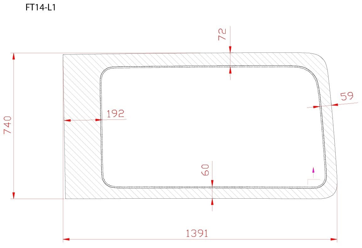 Ford Transit 2015+ Driver Side Forward Fixed Window ( No Sliding Door_Dimensions ) - Campervan HQ