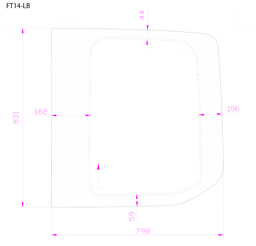 Ford Transit 2015+ Driver Side Rear Cargo Door Window (Dimensions) - Campervan HQ