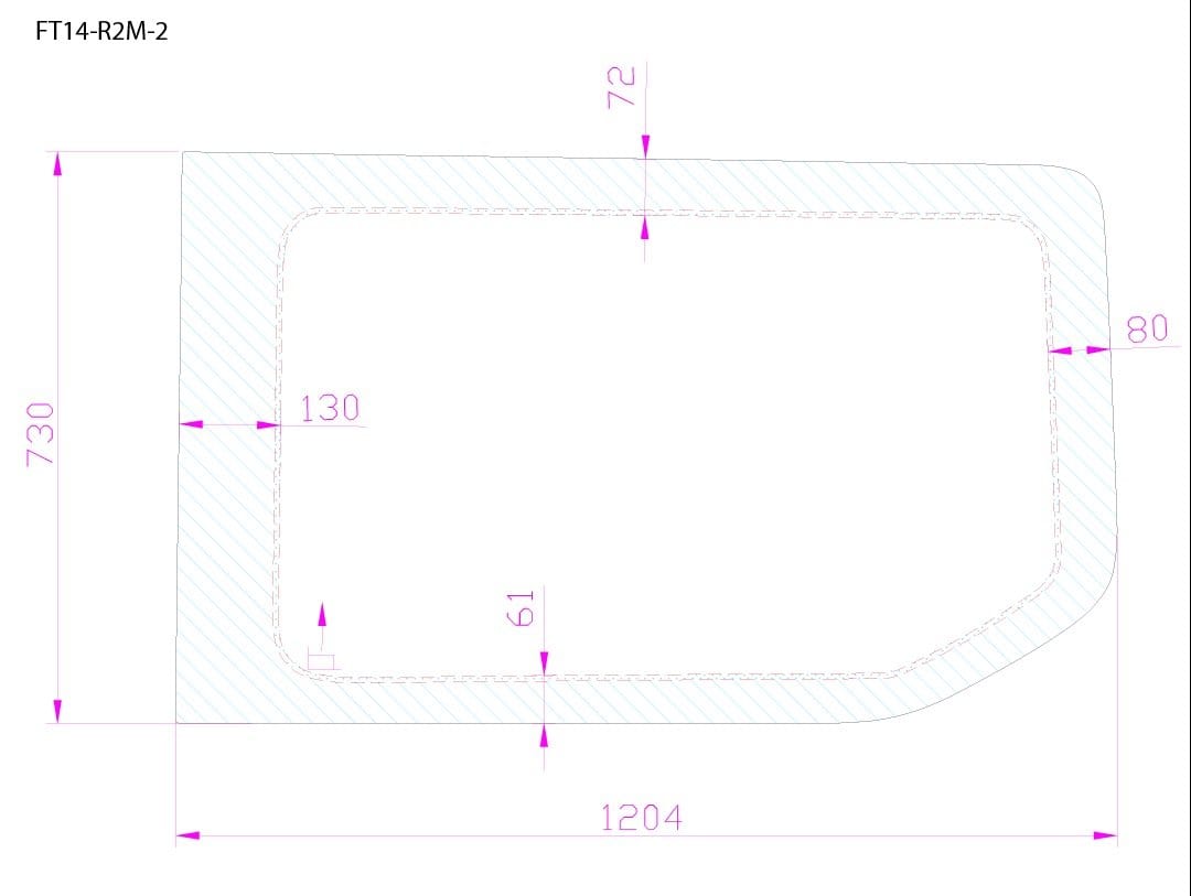 Ford Transit 2015+ Passenger Side Rear Quarter Fixed Window 130"WB (Dimensions) - Campervan HQ
