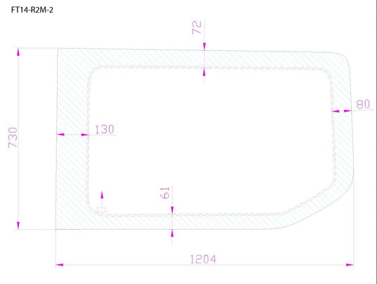 Ford Transit 2015+ Passenger Side Rear Quarter Fixed Window 130"WB (Dimensions) - Campervan HQ