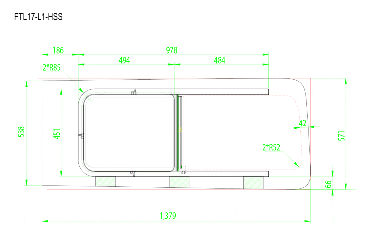 Ford Transit 2015+Driver Side Forward Half-Slider Screened Window (Low Roof)_Dimensions - Campervan HQ