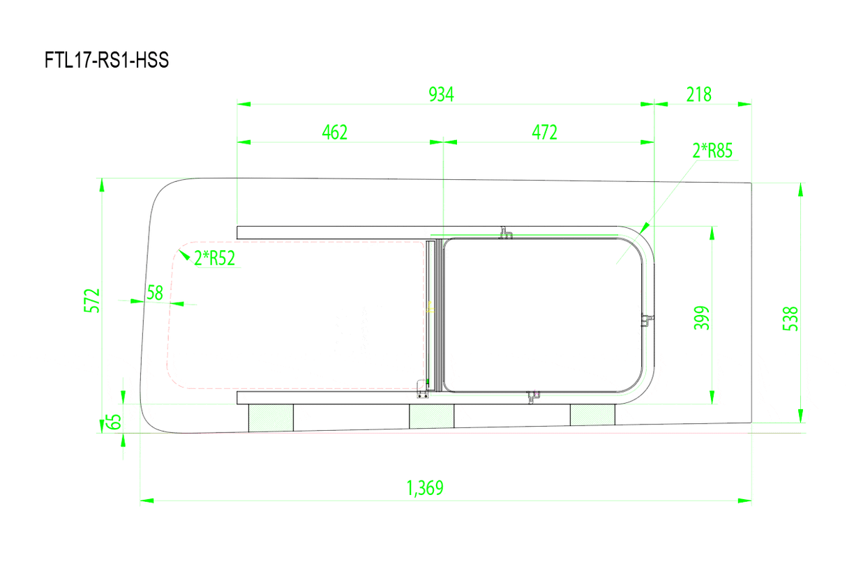 Ford Transit 2015+ Passenger Side Forward Half-Slider Screened Window (Low Roof)_Dimensions - Campervan HQ