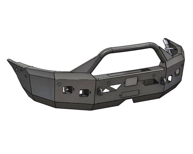 Aluminess 2020+ Ford Transit Front Winch Bumper With Bull Bar (with Square Light Holes-Side View) - Campervan HQ