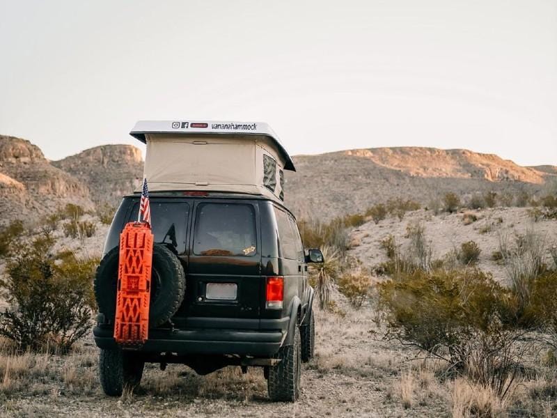 Aluminess Ford E350 Van Tire Rack (1992-2014) Rear View - Campervan HQ