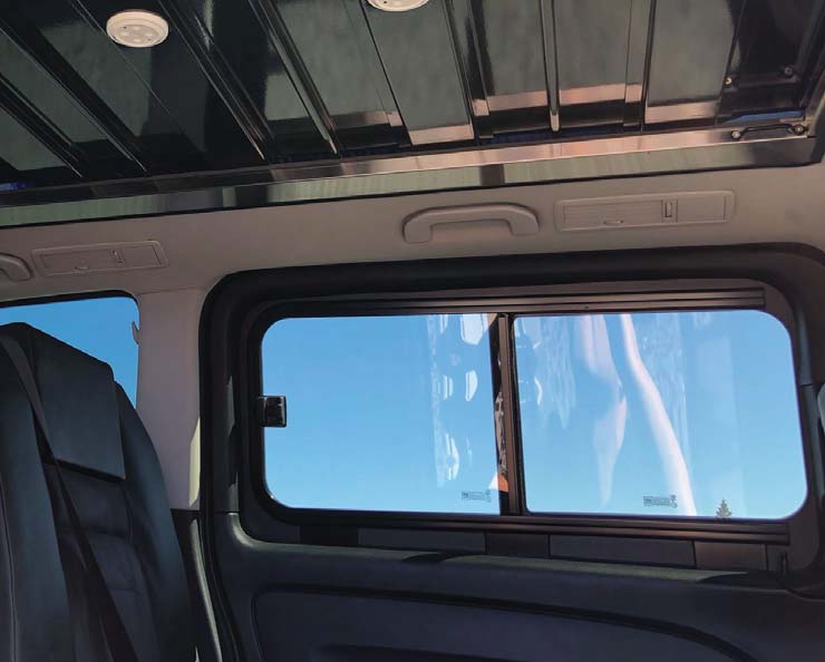 Mercedes Metris 2015+ Passenger Side Forward Half-Slider Window ( Internal View ) - Campervan HQ